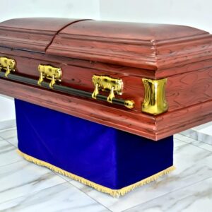 Glossy Vien finished dome casket with gold swing accessories