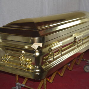 Promethum steel casket with swing handles (mirror gold)