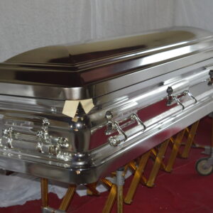 Promethum steel casket with swing handles (mirror silver)