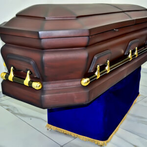 Dark matt finished 8 edges casket (double sides) with gold swing handles