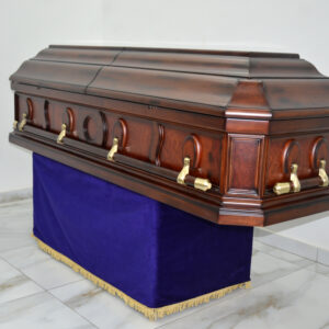 8 edges dark matt finished imported casket with swing stationary handles