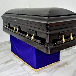 Glossy finished dark matt casket with swing handles