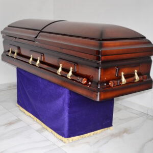 Glossy finished matt casket with swing handles
