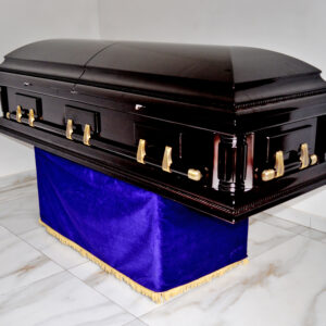 Glossy finished dark matt casket with swing handles