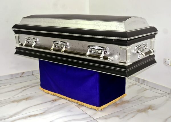 Dark matt finished imperial casket with silver swing accessories (silver linning)