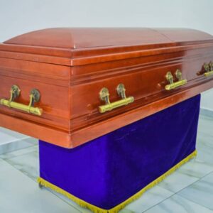 Glossy light matt ebony Italian casket with short gold swing accessories
