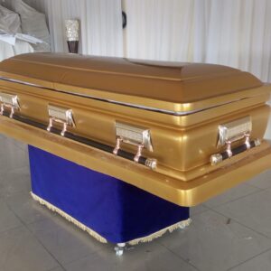 Gold sprayed modified Boska-i casket with gold swing accessories