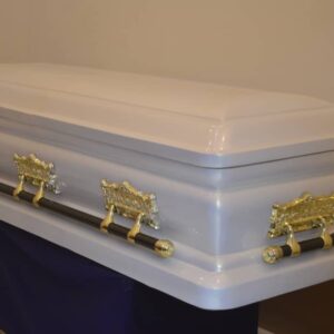 Gold pearl sprayed modified boska-i casket with gold last supper swing accessories